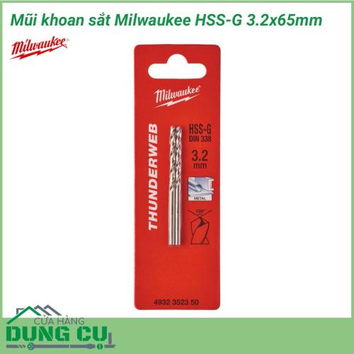 Mũi khoan sắt Milwaukee HSS-G 3.2x65mm được làm bằng chất liệu hợp kim thép cứng cáp, không hoen gỉ hay cong vênh, mài mòn trong quá trình làm việc, cho độ bền sử dụng lâu dài theo thời gian