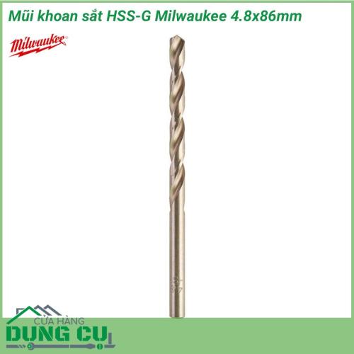 Mũi khoan sắt HSS-G Milwaukee 4.8x86mm được làm bằng chất liệu hợp kim thép cứng cáp, không hoen gỉ hay cong vênh, mài mòn trong quá trình làm việc, cho độ bền sử dụng lâu dài theo thời gian