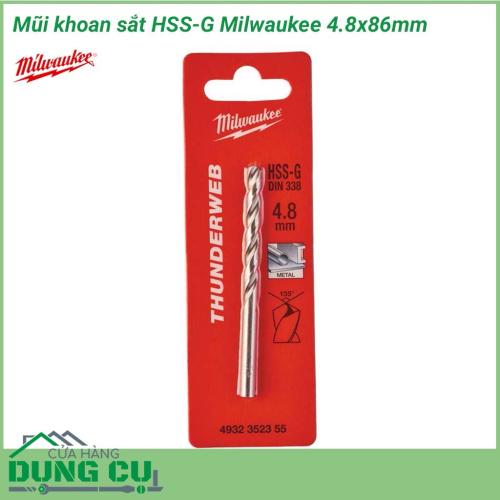 Mũi khoan sắt HSS-G Milwaukee 4.8x86mm được làm bằng chất liệu hợp kim thép cứng cáp, không hoen gỉ hay cong vênh, mài mòn trong quá trình làm việc, cho độ bền sử dụng lâu dài theo thời gian