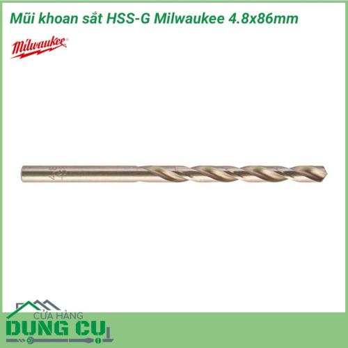 Mũi khoan sắt HSS-G Milwaukee 4.8x86mm được làm bằng chất liệu hợp kim thép cứng cáp, không hoen gỉ hay cong vênh, mài mòn trong quá trình làm việc, cho độ bền sử dụng lâu dài theo thời gian