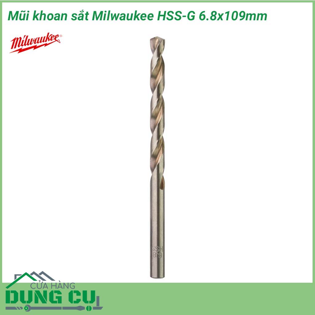 Mũi khoan sắt Milwaukee HSS-G 6.8x109mm được làm bằng chất liệu hợp kim thép cứng cáp, không hoen gỉ hay cong vênh, mài mòn trong quá trình làm việc, cho độ bền sử dụng lâu dài theo thời gian