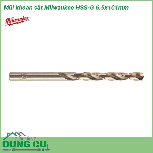 Mũi khoan sắt Milwaukee HSS-G 6.5x101mm được làm bằng chất liệu hợp kim thép cứng cáp, không hoen gỉ hay cong vênh, mài mòn trong quá trình làm việc, cho độ bền sử dụng lâu dài theo thời gian