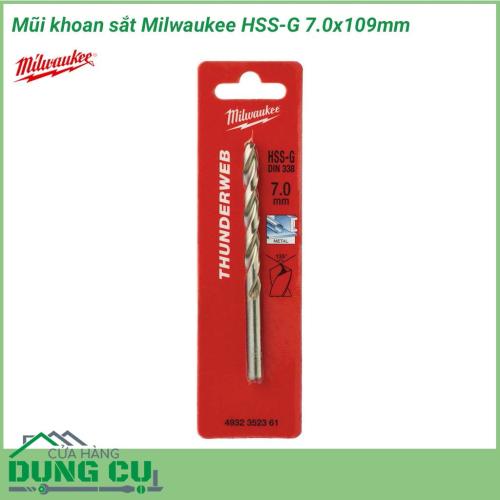 Mũi khoan sắt Milwaukee HSS-G 7.0x109mm được làm bằng chất liệu hợp kim thép cứng cáp, không hoen gỉ hay cong vênh, mài mòn trong quá trình làm việc, cho độ bền sử dụng lâu dài theo thời gian