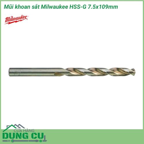 Mũi khoan sắt Milwaukee HSS-G 7.5x109mm được làm bằng chất liệu hợp kim thép cứng cáp, không hoen gỉ hay cong vênh, mài mòn trong quá trình làm việc, cho độ bền sử dụng lâu dài theo thời gian