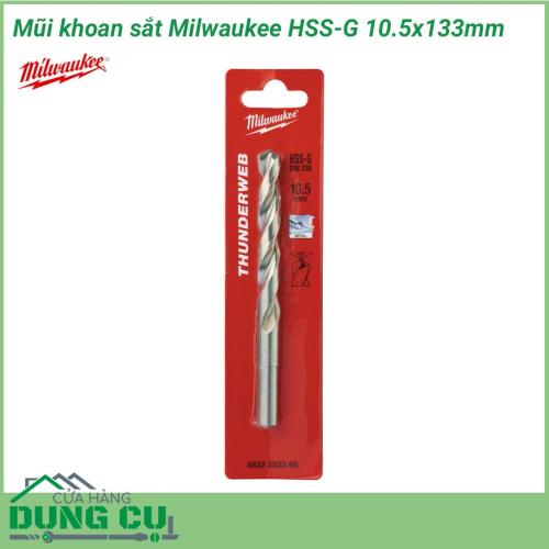 Mũi khoan sắt HSS-G Milwaukee 10.5x133mm được làm bằng chất liệu hợp kim thép cứng cáp, không hoen gỉ hay cong vênh, mài mòn trong quá trình làm việc, cho độ bền sử dụng lâu dài theo thời gian