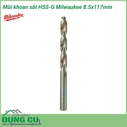 Mũi khoan sắt HSS-G Milwaukee 8.5x117mm được làm bằng chất liệu hợp kim thép cứng cáp, không hoen gỉ hay cong vênh, mài mòn trong quá trình làm việc, cho độ bền sử dụng lâu dài theo thời gian