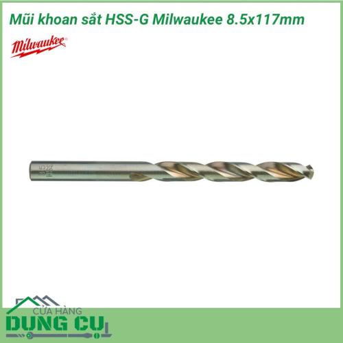 Mũi khoan sắt HSS-G Milwaukee 8.5x117mm được làm bằng chất liệu hợp kim thép cứng cáp, không hoen gỉ hay cong vênh, mài mòn trong quá trình làm việc, cho độ bền sử dụng lâu dài theo thời gian