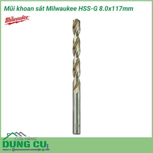 Mũi khoan sắt Milwaukee HSS-G 8.0x117mm được làm bằng chất liệu hợp kim thép cứng cáp, không hoen gỉ hay cong vênh, mài mòn trong quá trình làm việc, cho độ bền sử dụng lâu dài theo thời gian.