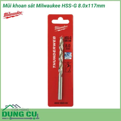 Mũi khoan sắt Milwaukee HSS-G 8.0x117mm được làm bằng chất liệu hợp kim thép cứng cáp, không hoen gỉ hay cong vênh, mài mòn trong quá trình làm việc, cho độ bền sử dụng lâu dài theo thời gian.