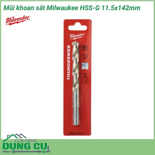 Mũi khoan sắt Milwaukee HSS-G 11.5x142mm được làm bằng chất liệu hợp kim thép cứng cáp, không hoen gỉ hay cong vênh, mài mòn trong quá trình làm việc, cho độ bền sử dụng lâu dài theo thời gian