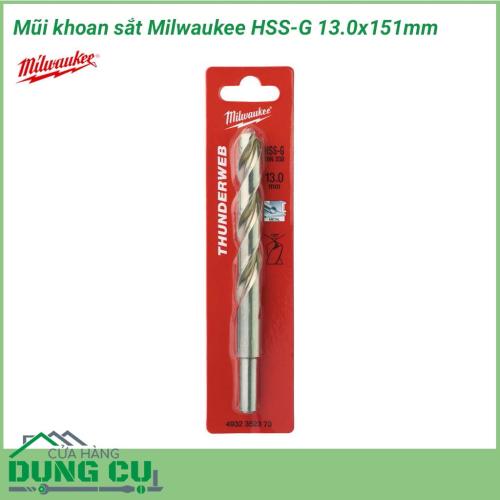 Mũi khoan sắt Milwaukee HSS-G 13.0x151mm được làm bằng chất liệu hợp kim thép cứng cáp, không hoen gỉ hay cong vênh, mài mòn trong quá trình làm việc, cho độ bền sử dụng lâu dài theo thời gian