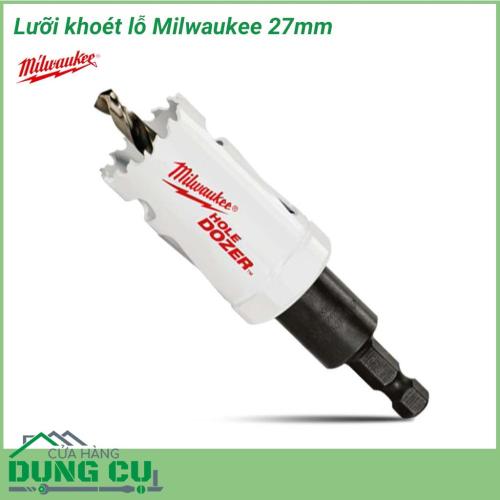 Lưỡi khoét lỗ Milwaukee đa năng 27mm được làm bằng chất liệu hợp kim thép cứng cáp, không hoen gỉ hay cong vênh, mài mòn trong quá trình làm việc, cho độ bền sử dụng lâu dài theo thời gian