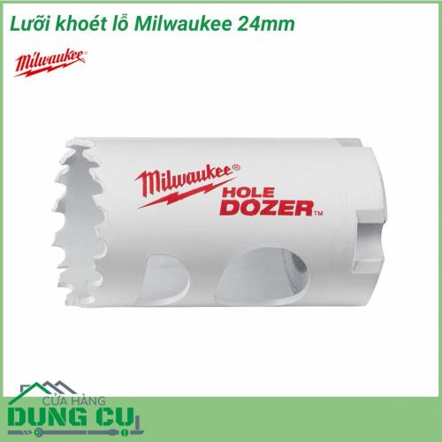 Lưỡi khoét lỗ Milwaukee 24mm được làm bằng chất liệu hợp kim thép cứng cáp, không hoen gỉ hay cong vênh, mài mòn trong quá trình làm việc, cho độ bền sử dụng lâu dài theo thời gian