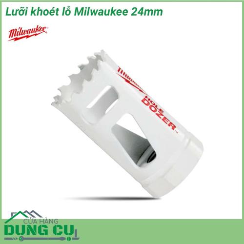 Lưỡi khoét lỗ Milwaukee 24mm được làm bằng chất liệu hợp kim thép cứng cáp, không hoen gỉ hay cong vênh, mài mòn trong quá trình làm việc, cho độ bền sử dụng lâu dài theo thời gian