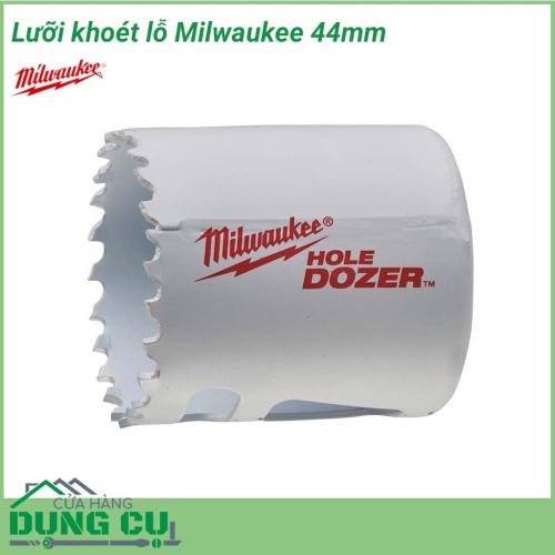 Lưỡi khoét lỗ Milwaukee 44mm được làm bằng chất liệu hợp kim thép cứng cáp, không hoen gỉ hay cong vênh, mài mòn trong quá trình làm việc, cho độ bền sử dụng lâu dài theo thời gian