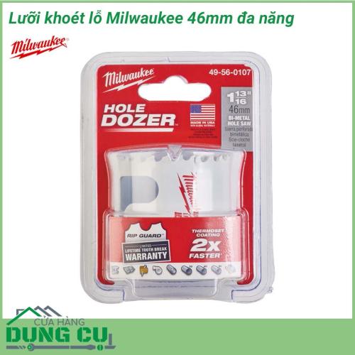 Lưỡi khoét lỗ Milwaukee 46mm được làm bằng chất liệu hợp kim thép cứng cáp, không hoen gỉ hay cong vênh, mài mòn trong quá trình làm việc, cho độ bền sử dụng lâu dài theo thời gian