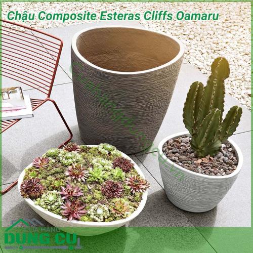 Chậu cảnh trang trí Composite Esteras Cliffs Oamaru được lấy ý tưởng từ các từ thiên nhiên được thiết kế mộc mạc kết hợp màu sắc trang nhã nhẹ nhàng đem lại sự sang trọng và tinh tế cho không gian nhà bạn.