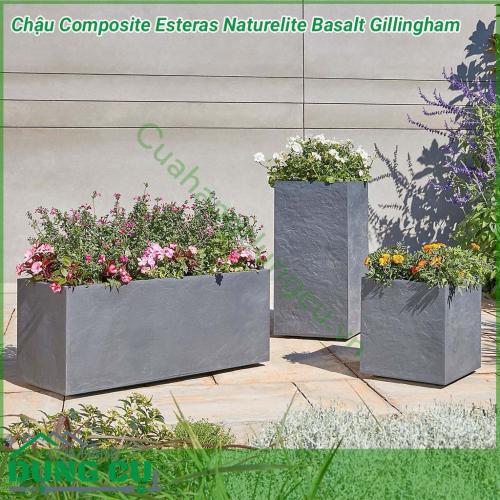 Chậu Composite Esteras Naturelite Basalt Gillingham Được gia công bởi những bàn tay của các nghệ nhân nên đường nét của chậu sắc nét đến từng chi tiết mỗi bộ sưu tập chậu khác nhau sẽ mang đến những trải nghiệm thú vị cho người sử dụng.