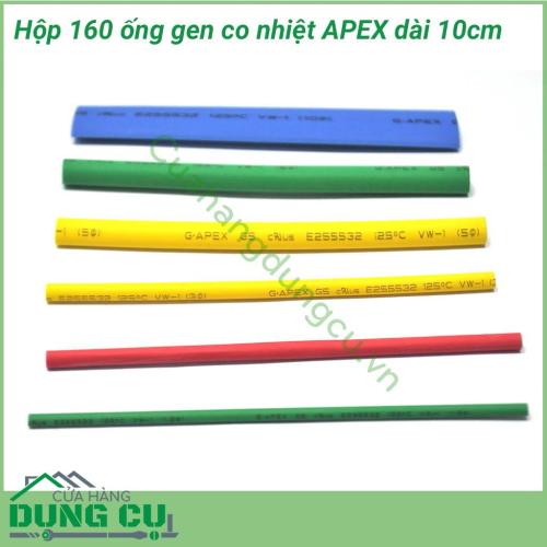 Gen co nhiệt hộp 160 ống dài 10cm được sử dụng chủ yếu trong việc bảo vệ, che chắn các mối hàn nối dây, các đầu dây cần bịt kín, đầu nối dây với các chân cắm, bảo vệ các chi tiết kim loại hở chống rỉ sét, ăn mòn…