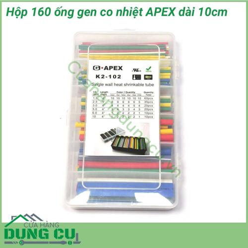 Gen co nhiệt hộp 160 ống dài 10cm được sử dụng chủ yếu trong việc bảo vệ, che chắn các mối hàn nối dây, các đầu dây cần bịt kín, đầu nối dây với các chân cắm, bảo vệ các chi tiết kim loại hở chống rỉ sét, ăn mòn…