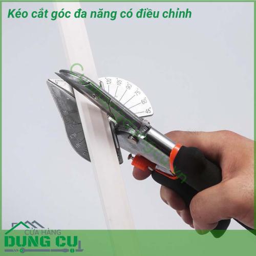 Kéo cắt góc điều chỉnh thiết kế dạng bàn cắt nhỏ chuyên dành cho các thợ sửa chữa nhà cửa, thợ điện chuyên dùng. Cho phép cắt ghép với các góc cắt từ 45° đến 135°. Cắt góc siêu nhanh - siêu chính xác, miếng điều chỉnh góc linh hoạt, vạch số rõ nét