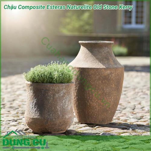 Chậu Composite Esteras Naturelite Old Stone Kerry được lấy ý tưởng từ các từ thiên nhiên được thiết kế mộc mạc kết hợp màu sắc trang nhã nhẹ nhàng đem lại sự sang trọng và tinh tế cho không gian nhà bạn. 