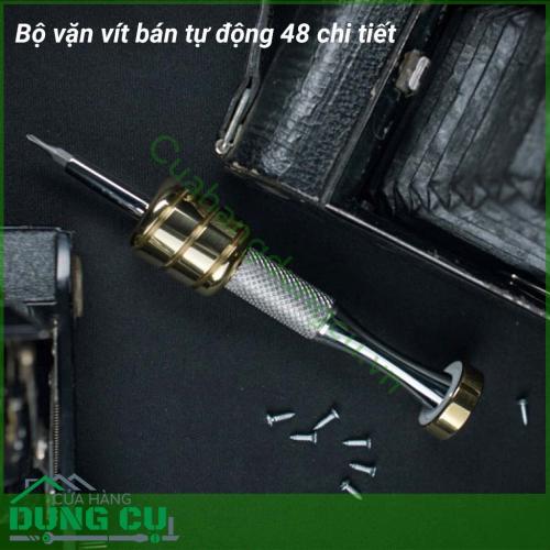 Bộ vặn vít bán tự động 48 chi tiết cao cấp làm từ thép không gỉ rắn chắc, bền bỉ với thời gian. Đa dạng với nhiều loại mũi vặn đáp ứng mọi nhu cầu sử dụng.