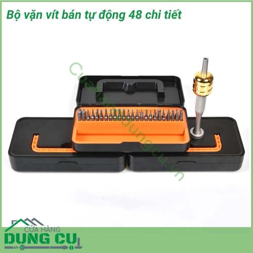 Bộ vặn vít bán tự động 48 chi tiết cao cấp làm từ thép không gỉ rắn chắc, bền bỉ với thời gian. Đa dạng với nhiều loại mũi vặn đáp ứng mọi nhu cầu sử dụng.