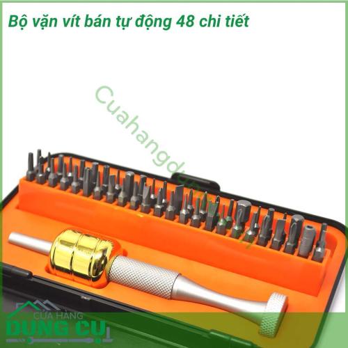 Bộ vặn vít bán tự động 48 chi tiết cao cấp làm từ thép không gỉ rắn chắc, bền bỉ với thời gian. Đa dạng với nhiều loại mũi vặn đáp ứng mọi nhu cầu sử dụng.