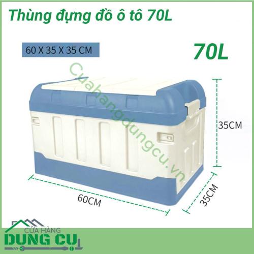 Thùng đựng đồ ô tô đa năng 70L sẽ giúp bạn dọn dẹp ngôi nhà hay ô tô trở nên ngăn nắp gọn gàng. Hộp đựng đa năng gấp gọn 70L dùng đựng đồ cốp sau ô tô, đi siêu thị, đi picnic…rất tiện dụng.