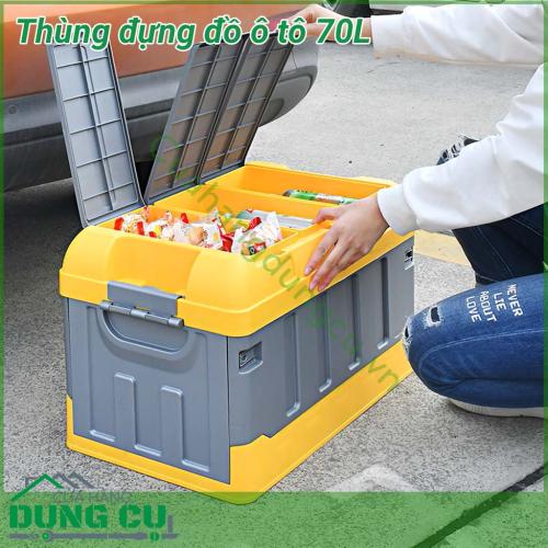 Thùng đựng đồ ô tô đa năng 70L sẽ giúp bạn dọn dẹp ngôi nhà hay ô tô trở nên ngăn nắp gọn gàng. Hộp đựng đa năng gấp gọn 70L dùng đựng đồ cốp sau ô tô, đi siêu thị, đi picnic…rất tiện dụng.