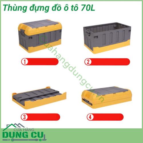 Thùng đựng đồ ô tô đa năng 70L sẽ giúp bạn dọn dẹp ngôi nhà hay ô tô trở nên ngăn nắp gọn gàng. Hộp đựng đa năng gấp gọn 70L dùng đựng đồ cốp sau ô tô, đi siêu thị, đi picnic…rất tiện dụng.