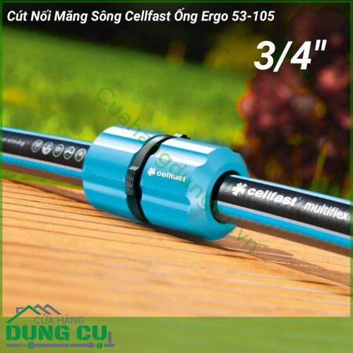 Cút nối măng sông ống cao cấp Cellfast Ergo 3/4inch 53-105 giúp kết nối, tháo lắp nhanh chóng, bền chặt 2 đầu ống nước Φ 17-21mm. Cút nối ống do tập đoàn nổi tiếng và uy tín trong lĩnh vực sản xuất thiết bị tưới, phụ kiện tưới Cellfast Ba Lan sản xuất.