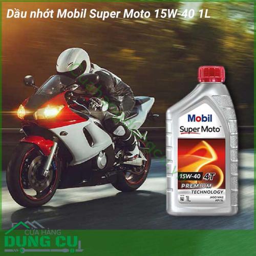 Dầu nhớt Mobil Super Moto 15W-40 1L bôi trơn động cơ, hỗ trợ vận hành êm ái, chống mài mòn động cơ và các chi tiết máy. Tăng hiệu suất làm việc của máy