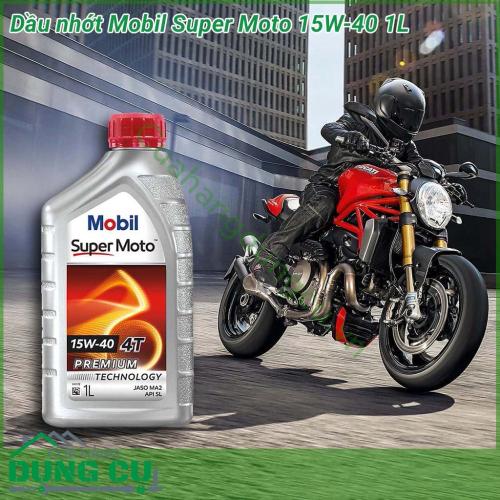 Dầu nhớt Mobil Super Moto 15W-40 1L bôi trơn động cơ, hỗ trợ vận hành êm ái, chống mài mòn động cơ và các chi tiết máy. Tăng hiệu suất làm việc của máy