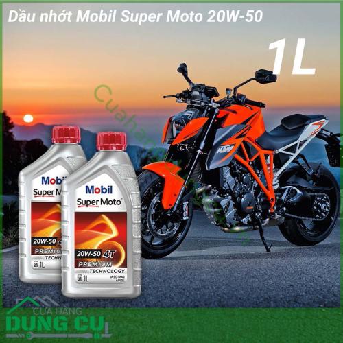 Dầu nhớt Mobil Super Moto 20W-50 1L Bôi trơn động cơ, hỗ trợ vận hành êm ái, chống mài mòn động cơ và các chi tiết máy.Tăng hiệu suất, tuổi thọ làm việc của máy