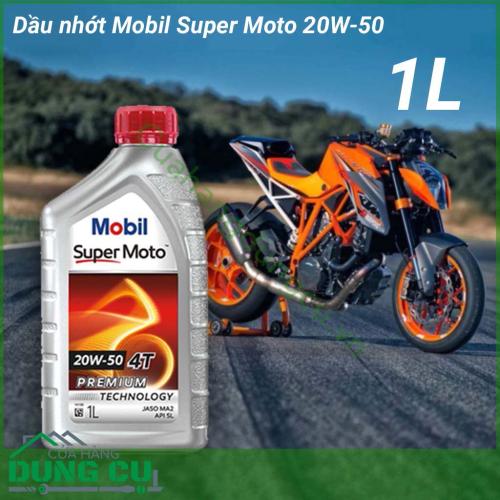 Dầu nhớt Mobil Super Moto 20W-50 1L Bôi trơn động cơ, hỗ trợ vận hành êm ái, chống mài mòn động cơ và các chi tiết máy.Tăng hiệu suất, tuổi thọ làm việc của máy