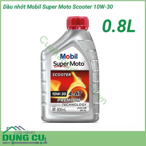 Dầu nhớt Mobil Super Moto Scooter 10W-30 0.8L Bôi trơn động cơ, hỗ trợ vận hành êm ái, chống mài mòn động cơ và các chi tiết máy.Tăng hiệu suất làm việc của máy