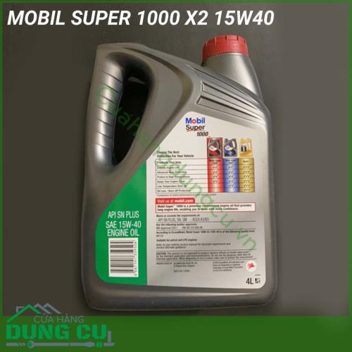 Dầu động cơ Mobil Super 1000 X2 15W-40 4L là dầu nhớt động cơ gốc khoáng cao cấp, được thiết kế nhằm mang lại sự bảo vệ và hiệu quả cao trong hầu hết các điều kiện vận hành. 