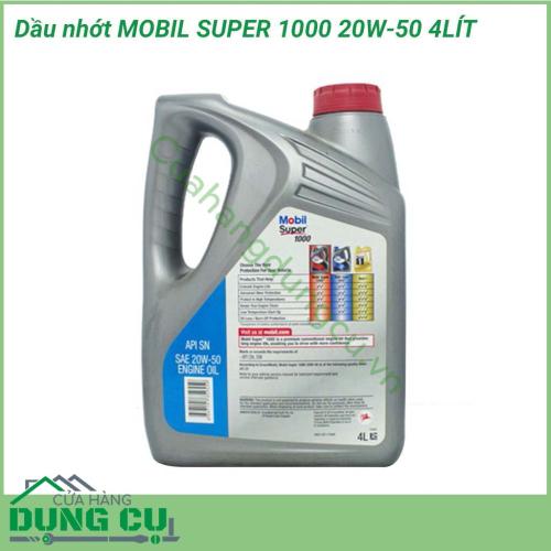 Dầu gốc khoáng Mobil Super 1000 20W-50 4L là dòng sản phẩm dầu động cơ khoáng cao cấp, được thiết kế để tăng cường cao cấp tính năng bảo vệ và hiệu suất hoạt động của động cơ.