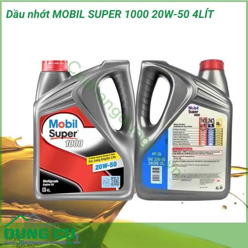 Dầu gốc khoáng Mobil Super 1000 20W-50 4L là dòng sản phẩm dầu động cơ khoáng cao cấp, được thiết kế để tăng cường cao cấp tính năng bảo vệ và hiệu suất hoạt động của động cơ.