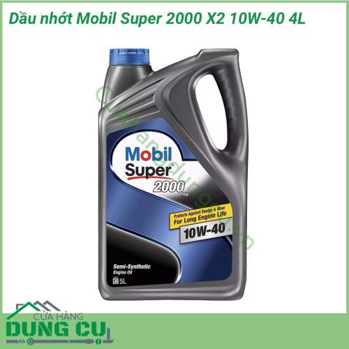 Dầu nhớt ô tô Mobil Super 2000x2 10W-40 4L là dòng sản phẩm dầu động cơ bán tổng hợp. Các tính năng và lợi ích Mobil Super 2000 đã được kiểm chứng trong công nghiệp giúp đảm bảo hiệu suất động cơ mà bạn mong muốn.