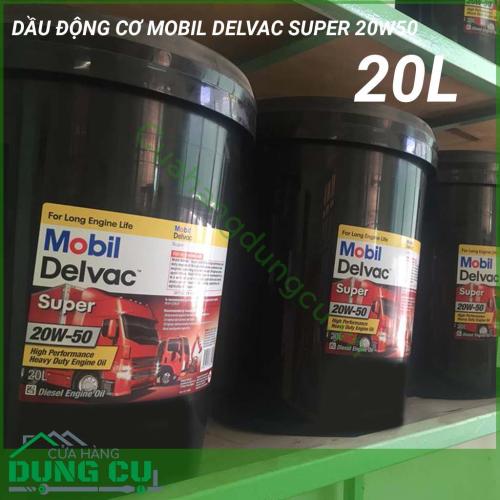 Dầu động cơ Mobil Delvac Super 20W-50 20L là một loại dầu động cơ hạng nặng, hiệu suất cao, cung cấp sự bảo vệ đã được chứng minh cho các động cơ diesel hoạt động trong các ứng dụng dịch vụ nghiêm ngặt trên và trên đường cao tốc.