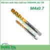 Mũi taro xoắn phủ TiN AU+SP P2 M4x0.7 2.5P thiết kế theo kiểu dáng xoắn ngược. Bề mặt phủ Tin, tính chịu mài mòn cao.