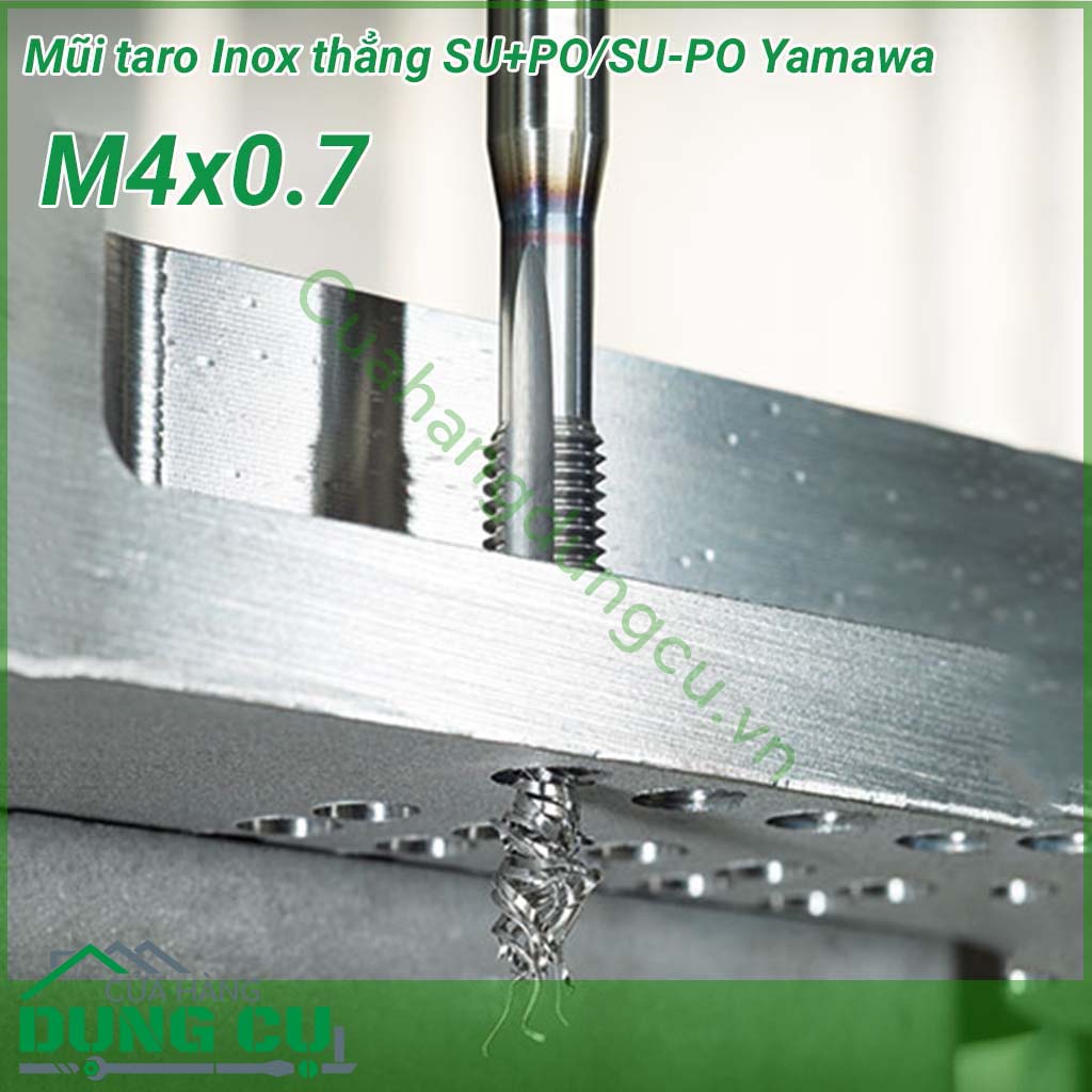 Mũi taro inox thẳng YAMAWA SU-PO P2 M4x0.7 là loại không có đầu nhọn với các đường rãnh được làm theo dạng thẳng giúp cho việc cắt ren hoàn hảo trên vật liệu dễ dàng hơn. 