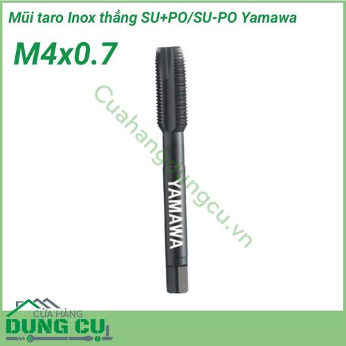 Mũi taro inox thẳng YAMAWA SU-PO P2 M4x0.7 là loại không có đầu nhọn với các đường rãnh được làm theo dạng thẳng giúp cho việc cắt ren hoàn hảo trên vật liệu dễ dàng hơn. 