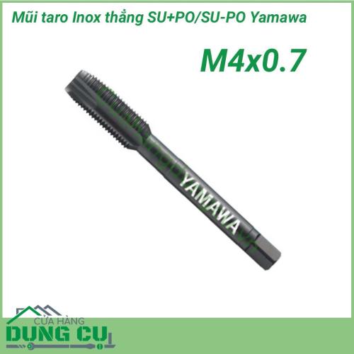 Mũi taro inox thẳng YAMAWA SU-PO P2 M4x0.7 là loại không có đầu nhọn với các đường rãnh được làm theo dạng thẳng giúp cho việc cắt ren hoàn hảo trên vật liệu dễ dàng hơn. 