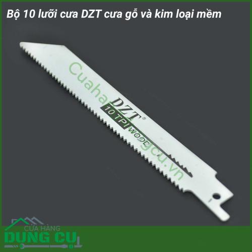 Bộ 10 lưỡi cưa kiếm đa năng DZT cưa gỗ và kim loại mềm chuyên dùng để cắt gỗ, ống nhựa, kim loại mềm như nhôm, đồng, kẽm...Giúp cho công việc cưa cắt các vật liệu trở nên nhanh chóng, sắc bén và an toàn mà không bị vỡ chi tiết...