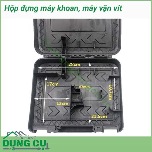 Hộp đựng máy khoan, máy vặn vít tiện lợi là sản phẩm chuyên dùng của thợ cơ khí sửa chữa và xây dựng. Hộp đựng máy khoan tiện lợi - Thuân tiện cho việc đi lại. Hộp đựng rộng rãi thoải mái , đựng được nhiều loại mũi khoan mũi vặn vít khác nhau,...