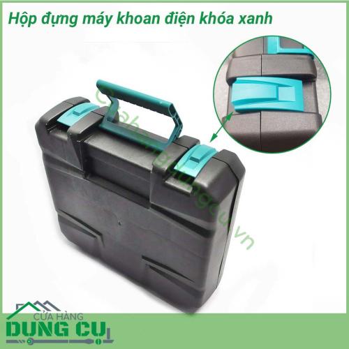 Hộp đựng máy khoan điện khóa xanh tiện lợi - Thuân tiện cho việc đi lại. Hộp đựng rộng rãi thoải mái. Ngoài đựng máy khoan còn có thể đựng được nhiều loại mũi khoan mũi mài khác nhau.